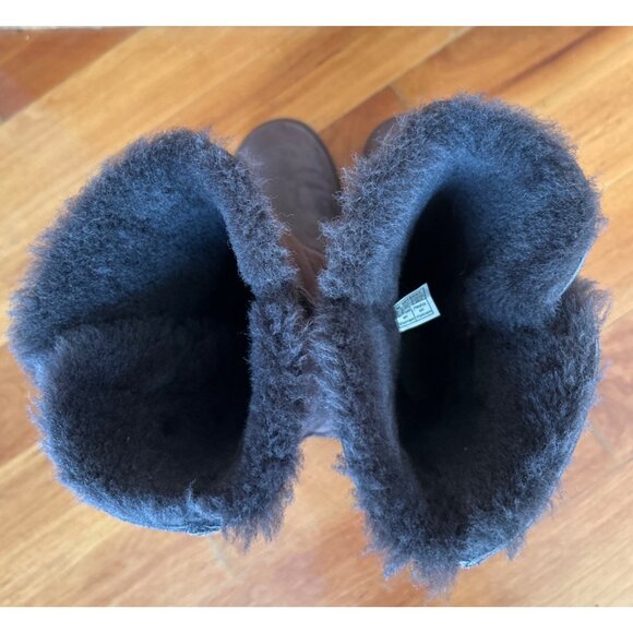 UGG Bailey Button Triplet II Tall Boots Women’s 10 Chocolate Brown Suede Fur - Picture 10 of 16